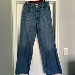 Zara Wide Let Straight Jeans high waisted with raw hem